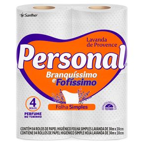Papel Higienico Personal Folha Simples Lavanda 30M - 4Un