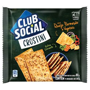 Biscoito Club Social Crostini Queijo Parmesão Vegetais - 4X20gr
